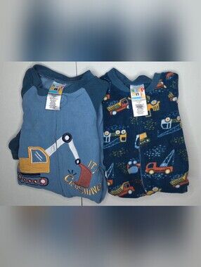 Sleep On It Toddler Boys 3T Footie Pajamas 2-Pack Excavator Construction Crew